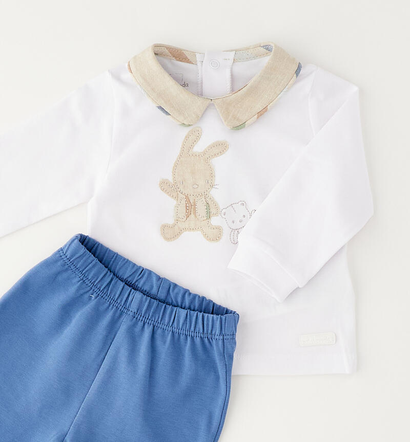 Tutina due pezzi neonato BIANCO-0113