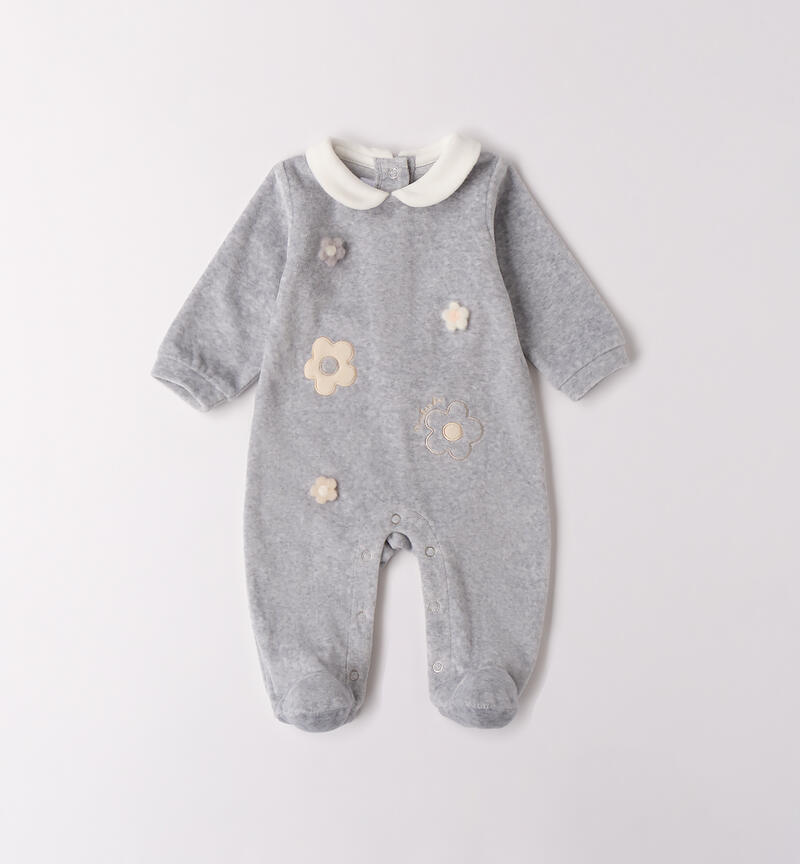 Tutina neonata in ciniglia GRIGIO MELANGE-8992