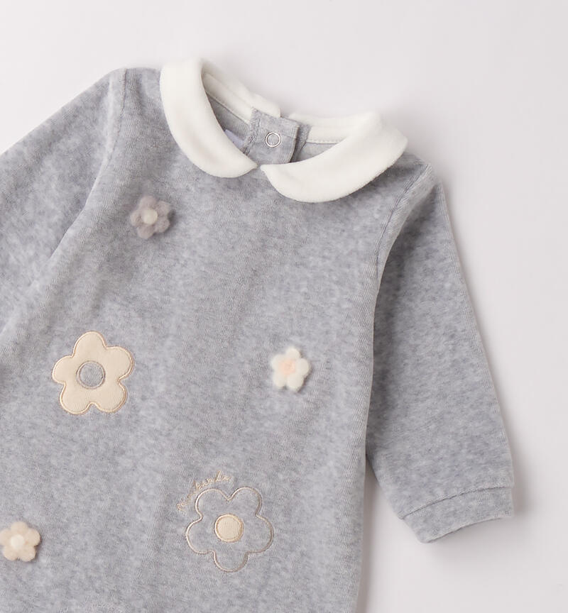Tutina neonata in ciniglia GRIGIO MELANGE-8992