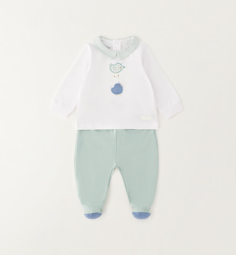 Two-piece baby romper BIANCO-0113