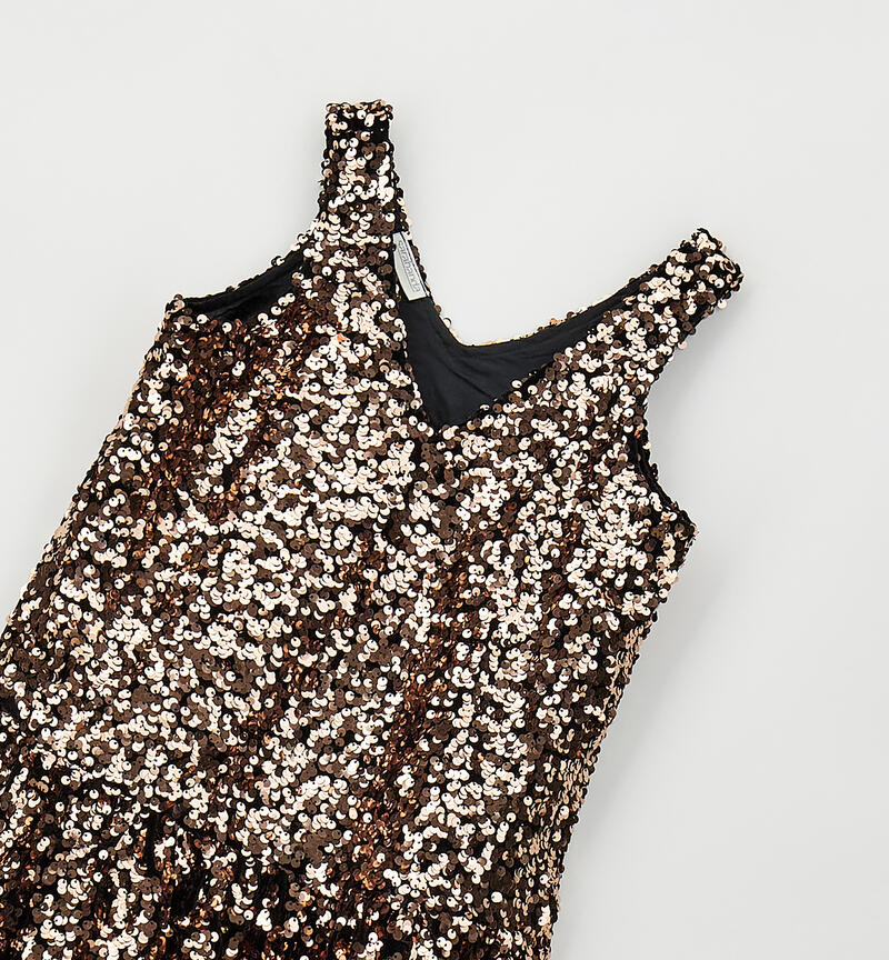 Vestito bambina con paillettes NERO-BRONZO-8469